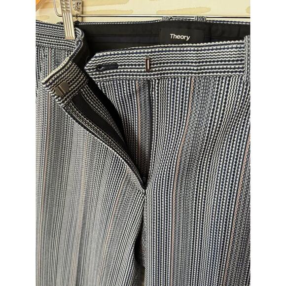 THEORY Women’s Size 8 Demitra 2 Eldora Stripe Flare Wool Pants - Picture 7 of 10